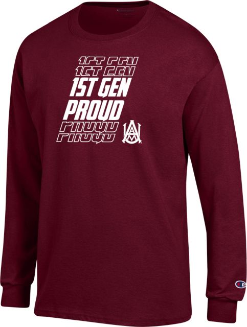 Alabama AandM Champion Long Sleeve T Shirt 1st Gen Proud - ONLINE ONLY